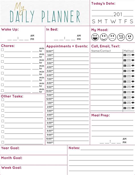 free personal daily planner